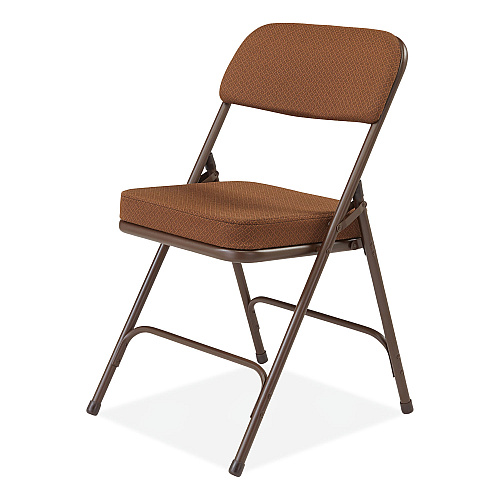 NPS 3200 Series Premium Fabric Dual-Hinge Folding Chair, Supports Up to 300 lb, Gold Seat, Gold Back, Brown Base, 2/Carton (3219)
