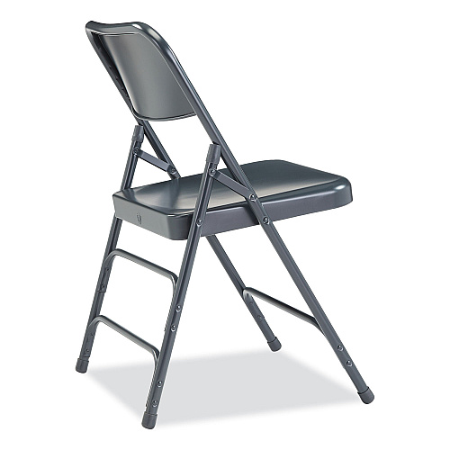 NPS 300 Series Deluxe All-Steel Triple Brace Folding Chair, Supports Up to 480 lb, 17.25" Seat Height, Blue, 4/Carton (304)