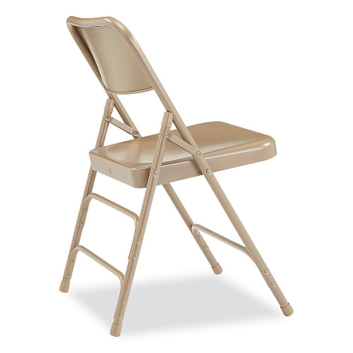 NPS 300 Series Deluxe All-Steel Triple Brace Folding Chair, Supports Up to 480 lb, 17.25" Seat Height, Beige, 4/Carton (301)