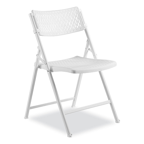 NPS AirFlex Series Premium Poly Folding Chair, Supports Up to 1,000 lb, 17.25" Seat Height, White Seat/Back/Base, 4/Carton (1421)