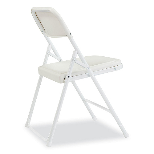 NPS 800 Series Plastic Folding Chair, Supports Up to 500 lb, 18" Seat Height, Bright White Seat, White Base, 4/Carton (821)