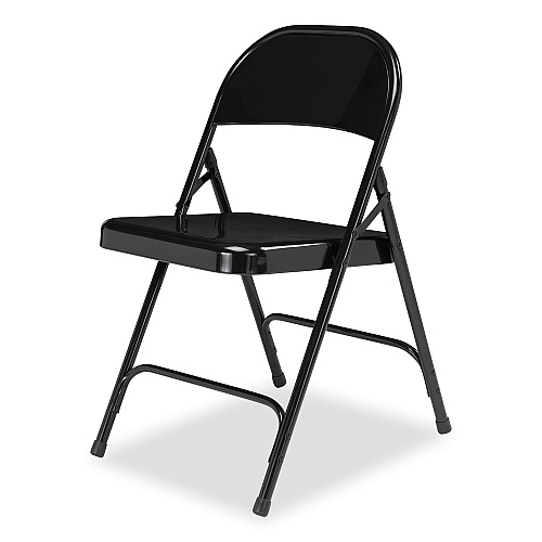 NPS 50 Series All-Steel Folding Chair, Supports Up to 500 lb, 16.75" Seat Height, Black Seat, Black Back, Black Base, 4/Carton (510)