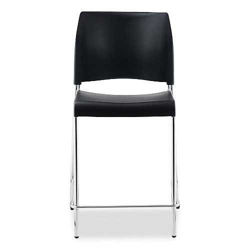 NPS Cafetorium Counter Height Stool, Supports Up to 300 lb, 24" Seat Height, Black Seat, Black Back, Chrome Base (8810C1110)