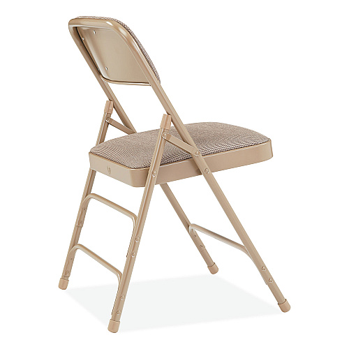 NPS 2300 Series Fabric Triple Brace Double Hinge Premium Folding Chair, Supports Up to 500 lb, Cafe Beige, 4/Carton (2301)
