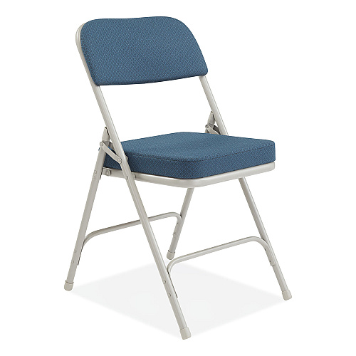 NPS 3200 Series Fabric Dual-Hinge Folding Chair, Supports Up to 300 lb, Regal Blue Seat, Regal Blue Back, Gray Base, 2/Carton (3215)