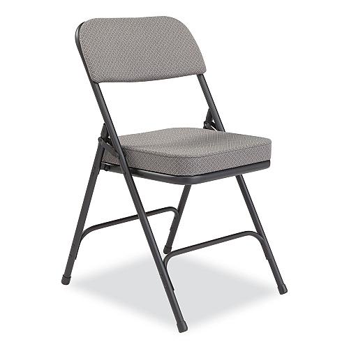 NPS 3200 Series Fabric Dual-Hinge Folding Chair, Supports Up to 300 lb, Charcoal Seat, Charocoal Back, Black Base, 2/Carton (3212)