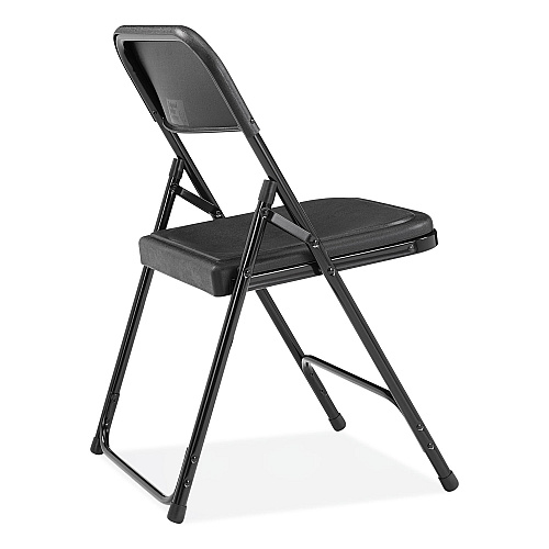 NPS 800 Series Plastic Folding Chair, Supports Up to 500 lb, 18" Seat Height, Black Seat, Black Back, Black Base, 4/Carton (810)