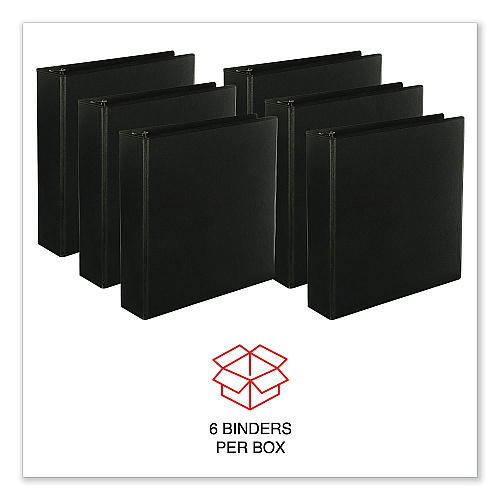 Universal Slant D-Ring View Binder, 3 Rings, 2" Capacity, 11 x 8.5, Black, 6/Carton (UNV20745PK)