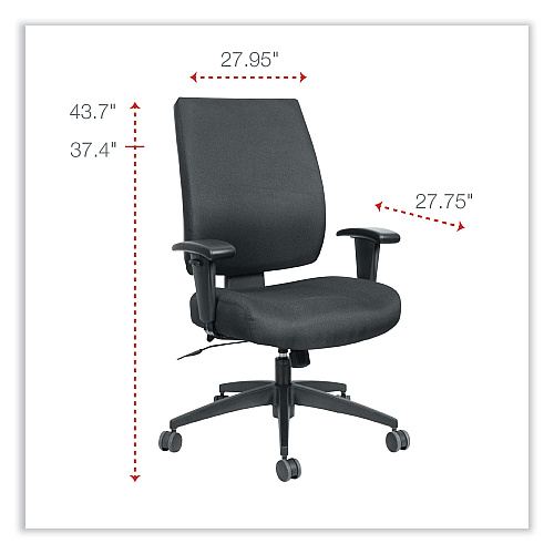 Alera Wrigley Series High Performance Mid-Back Synchro-Tilt Task Chair, Supports 275 lb, 17.91" to 21.88" Seat Height, Black (ALEHPS4201)
