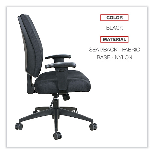 Alera Wrigley Series High Performance Mid-Back Synchro-Tilt Task Chair, Supports 275 lb, 17.91" to 21.88" Seat Height, Black (ALEHPS4201)