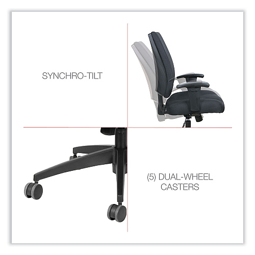 Alera Wrigley Series High Performance Mid-Back Synchro-Tilt Task Chair, Supports 275 lb, 17.91" to 21.88" Seat Height, Black (ALEHPS4201)