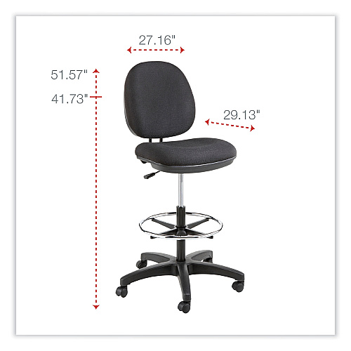 Alera Interval Series Swivel Task Stool, Supports Up to 275 lb, 23.93" to 34.53" Seat Height, Black Fabric (ALEIN4611)