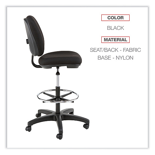 Alera Interval Series Swivel Task Stool, Supports Up to 275 lb, 23.93" to 34.53" Seat Height, Black Fabric (ALEIN4611)