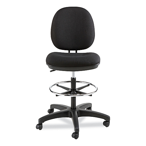 Alera Interval Series Swivel Task Stool, Supports Up to 275 lb, 23.93" to 34.53" Seat Height, Black Fabric (ALEIN4611)