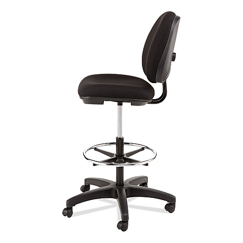 Alera Interval Series Swivel Task Stool, Supports Up to 275 lb, 23.93" to 34.53" Seat Height, Black Fabric (ALEIN4611)