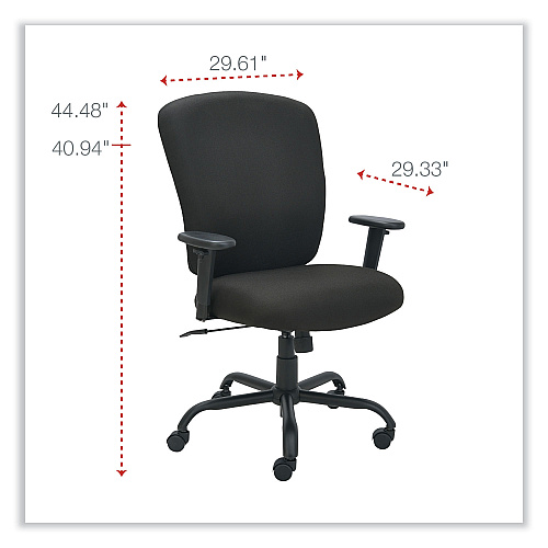 Alera Mota Series Big and Tall Chair, Supports Up to 450 lb, 19.68" to 23.22" Seat Height, Black (ALEMT4510)