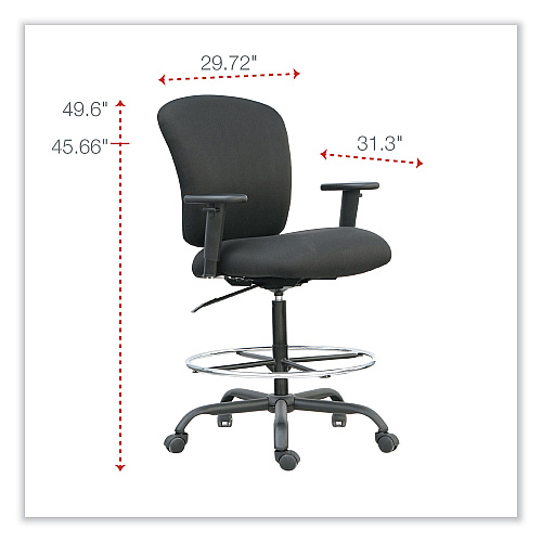 Alera Mota Series Big and Tall Stool, Supports Up to 450 lb, 28.74" to 32.67" Seat Height, Black (ALEMT4610)