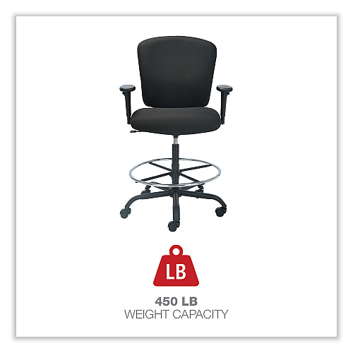 Alera Mota Series Big and Tall Stool, Supports Up to 450 lb, 28.74" to 32.67" Seat Height, Black (ALEMT4610)