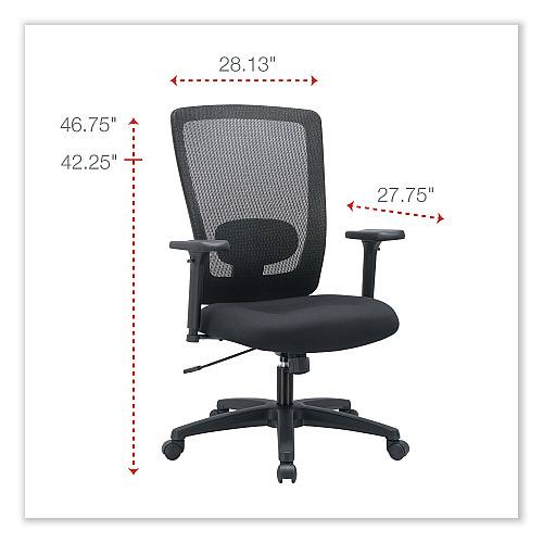 Alera Envy Series Mesh High-Back Swivel/Tilt Chair, Supports Up to 250 lb, 16.88" to 21.5" Seat Height, Black (ALENV41B14)