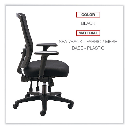 Alera Envy Series Mesh High-Back Multifunction Chair, Supports Up to 250 lb, 16.88" to 21.5" Seat Height, Black (ALENV41M14)