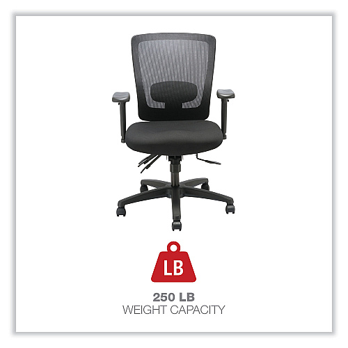 Alera Envy Series Mesh Mid-Back Multifunction Chair, Supports Up to 250 lb, 17" to 21.5" Seat Height, Black (ALENV42M14)