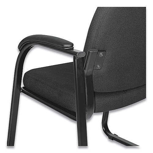 Alera Genaro Series Fabric Half-Back Sled Base Guest Chair, 25" x 24.80" x 33.66", Black Seat, Black Back, Black Base (ALERL43C11)