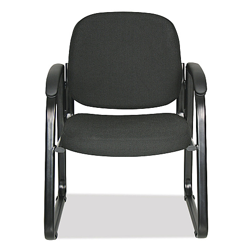 Alera Genaro Series Fabric Half-Back Sled Base Guest Chair, 25" x 24.80" x 33.66", Black Seat, Black Back, Black Base (ALERL43C11)
