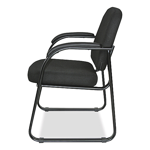 Alera Genaro Series Fabric Half-Back Sled Base Guest Chair, 25" x 24.80" x 33.66", Black Seat, Black Back, Black Base (ALERL43C11)