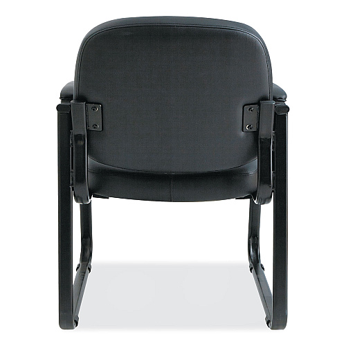 Alera Genaro Series Faux Leather Half-Back Sled Base Guest Chair, 25" x 24.80" x 33.66", Black Seat, Black Back, Black Base (ALERL43C16)