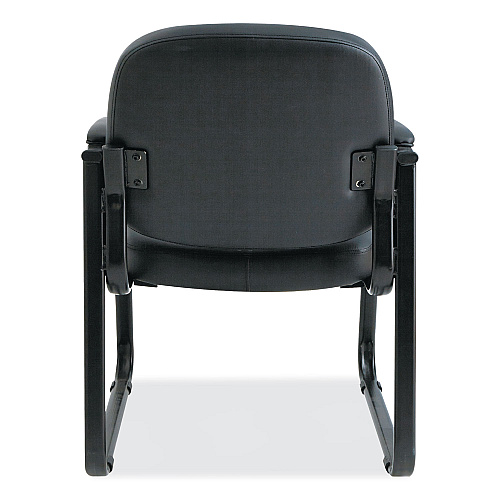 Alera Genaro Series Faux Leather Half-Back Sled Base Guest Chair, 25" x 24.80" x 33.66", Black Seat, Black Back, Black Base (ALERL43C16)