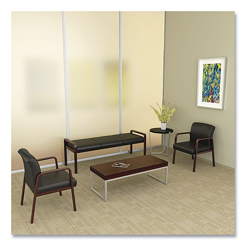 Alera Reception Lounge WL Series Guest Chair, 24.21" x 24.8" x 32.67", Black Seat, Black Back, Mahogany Base (ALERL4319M)
