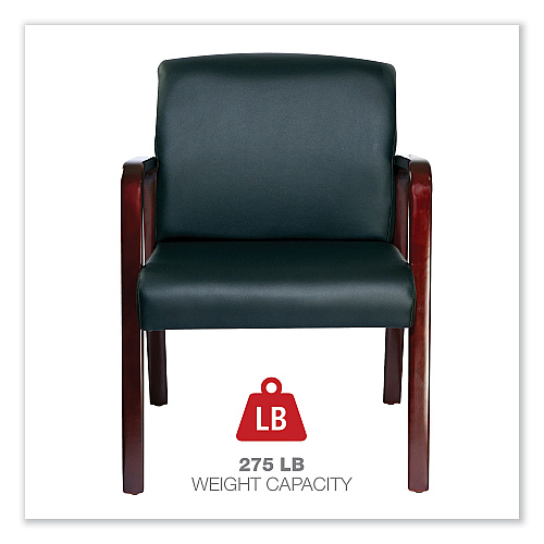 Alera Reception Lounge WL Series Guest Chair, 24.21" x 24.8" x 32.67", Black Seat, Black Back, Mahogany Base (ALERL4319M)