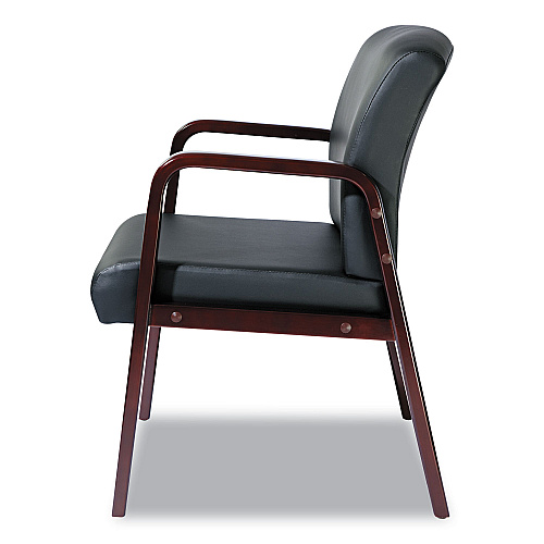 Alera Reception Lounge WL Series Guest Chair, 24.21" x 24.8" x 32.67", Black Seat, Black Back, Mahogany Base (ALERL4319M)