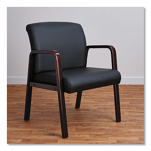 Alera Reception Lounge WL Series Guest Chair, 24.21" x 24.8" x 32.67", Black Seat, Black Back, Mahogany Base (ALERL4319M)