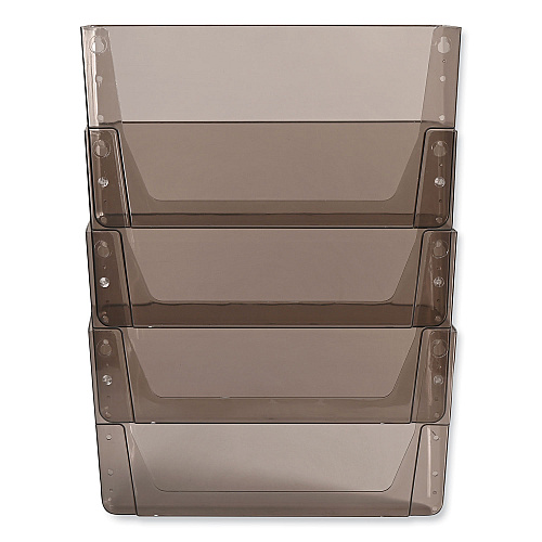 Deflecto DocuPocket Stackable Four-Pocket Wall File, 4 Sections, Letter Size, 13" x 4", Smoke (73402)