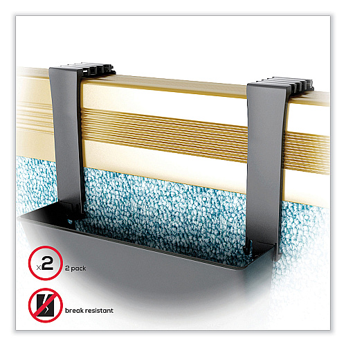Deflecto Two Break-Resistant Plastic Partition Brackets, For 2.63 to 4.13 Wide Partition Walls, Black, 2/Pack (391404)