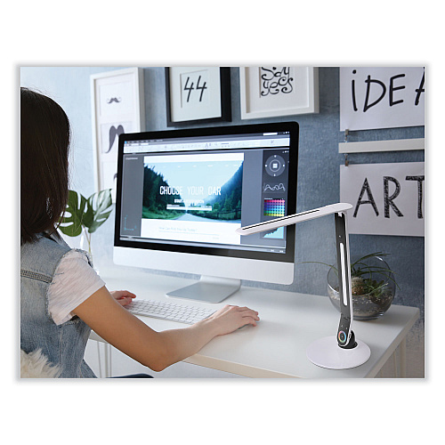Bostitch Office Color Changing Desk Lamp with RGB Arm, 20" High, White (VLED1605)