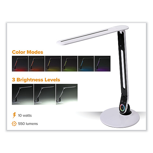 Bostitch Office Color Changing Desk Lamp with RGB Arm, 20" High, White (VLED1605)