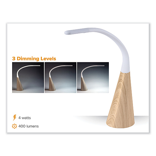 Bostitch Office Flexible Wood Grain Desk Lamp, 20.47" High, Wood Grain (VLED1701W)