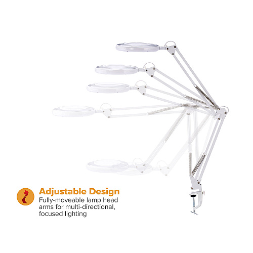 Black & Decker PureOptics LED Magnifying Dimmable Desk Lamp with Clamp Mount, 17"  High, White (VLED600)