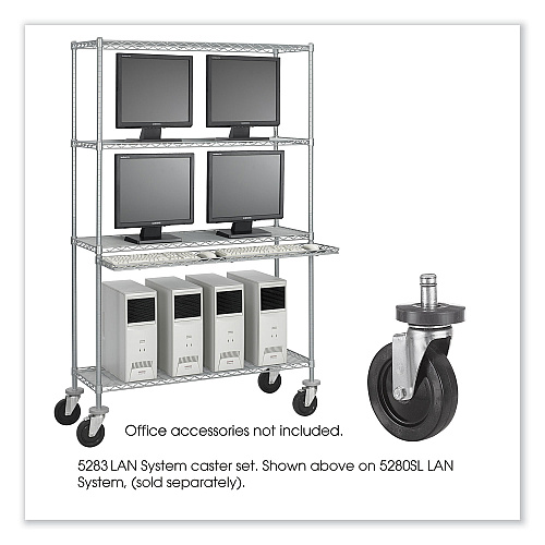 Caster Kit for Safco Task Master Industrial Shelving Units, Black, 4/Set (2 Locking) (5283)