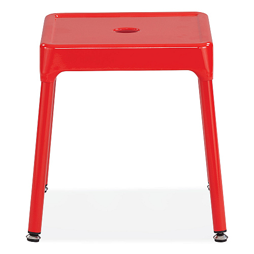 Safco Steel Guest Stool, Backless, Supports Up to 275 lb, 15" to 15.5" Seat Height, Red Seat, Red Base (6603RD)