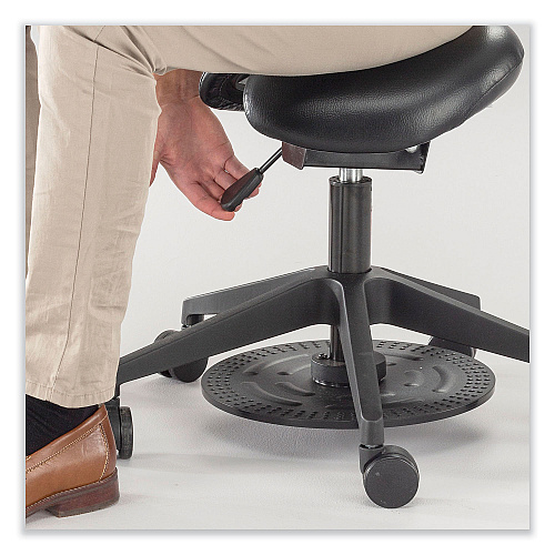 Safco Saddle Seat Lab Stool, Backless, Supports Up to 250 lb, 21.25" to 26.25" Seat Height, Black Seat, Black Base (3438BL)