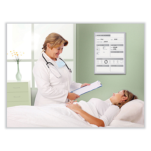 Ghent Patient Room Magnetic Whiteboard, 24 x 36, White/Gray Surface, Satin Aluminum Frame (GRPM311P23)
