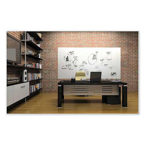 Ghent Aria Low Profile Magnetic Glass Whiteboard, 72 x 48, White Surface (ARIASM46WH)