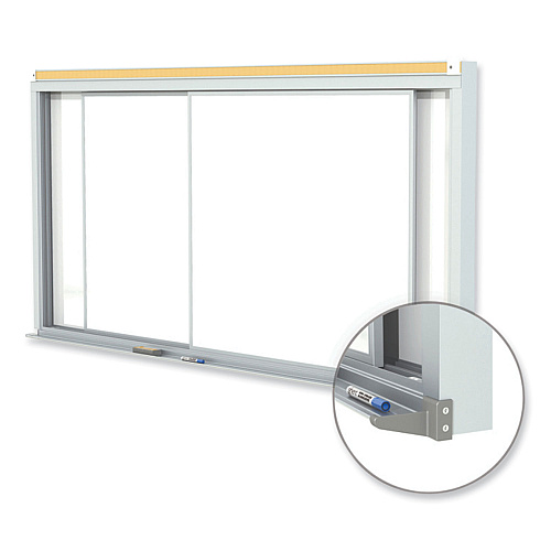 Ghent Horizontal Sliding Porcelain Magnetic Whiteboard, 96 x 48, White Surface, Satin Aluminum Frame (HSM248)
