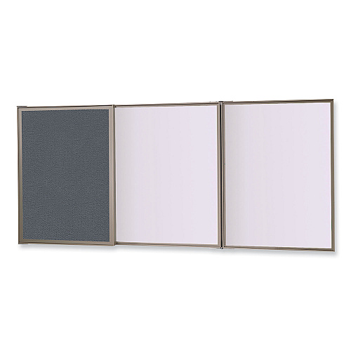 Ghent VisuALL PC Whiteboard Cabinet, Gray Fabric Bulletin Board Exterior Doors, 36 x 24, Aluminum Frame (41302)