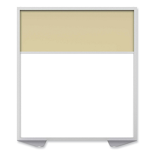 Ghent Floor Partition with Aluminum Frame and 2 Split Panel Infill, 48.06 x 2.04 x 53.86, White/Carmel (MP5448208A)