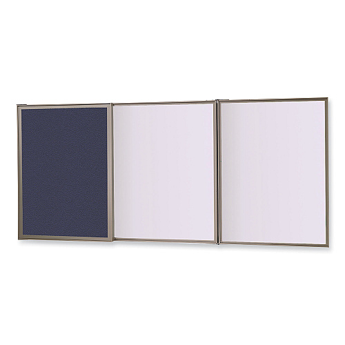 Ghent VisuALL PC Whiteboard Cabinet, Blue Fabric Bulletin Board Exterior Doors, 36 x 24, Aluminum Frame (41301)