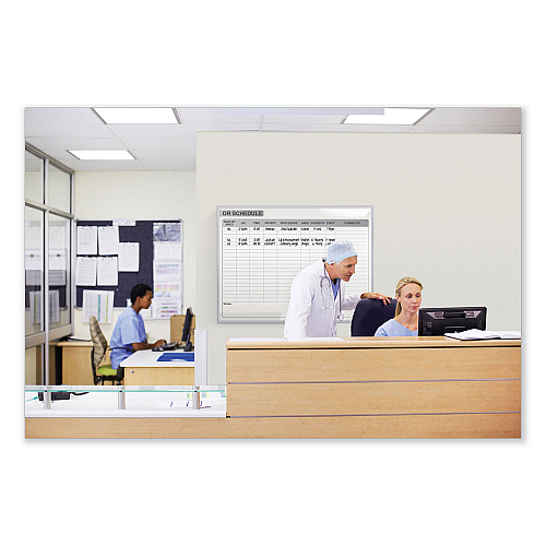 Ghent OR Schedule Magnetic Whiteboard, 48.5 x 36.5, White/Gray Surface, Satin Aluminum Frame (GRPM313S34)